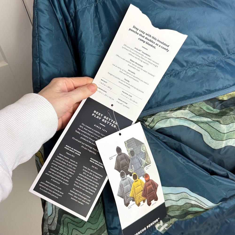 NWT Therm-A-Rest Honcho Poncho camping blanket poncho water resistant - Picture 12 of 14